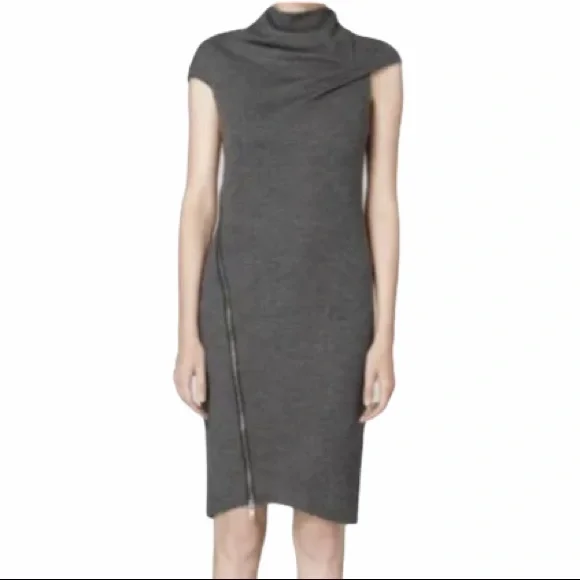 HELMUT LANG 100% Wool Zipper Dress Gray Size L - Picture 14 of 14